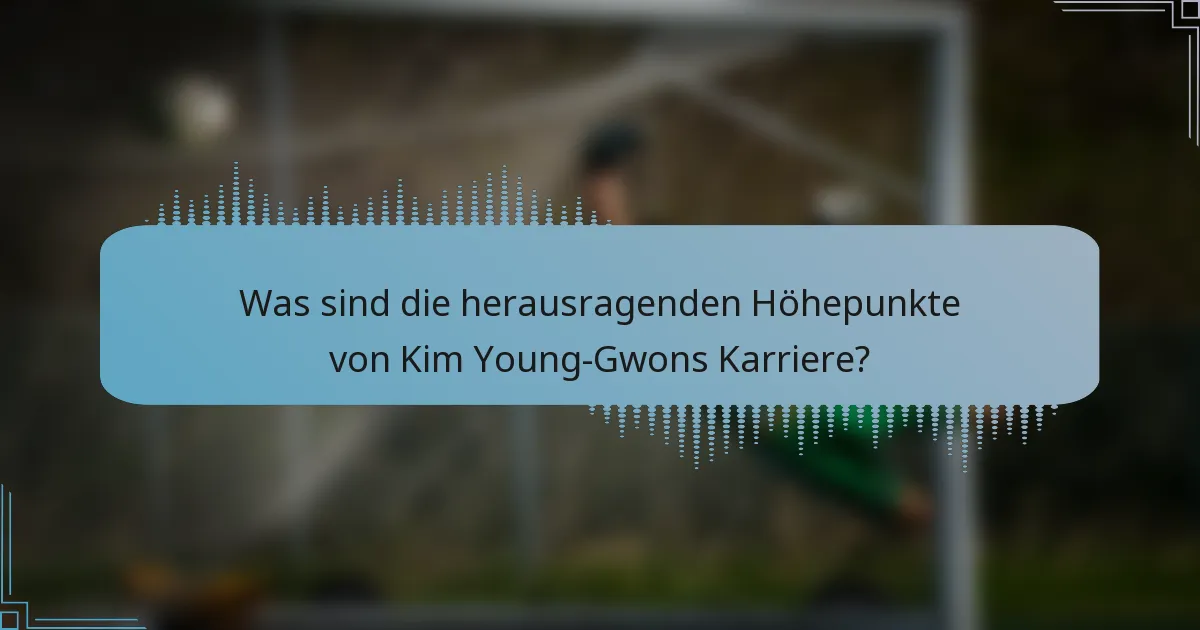 Was sind die herausragenden Höhepunkte von Kim Young-Gwons Karriere?