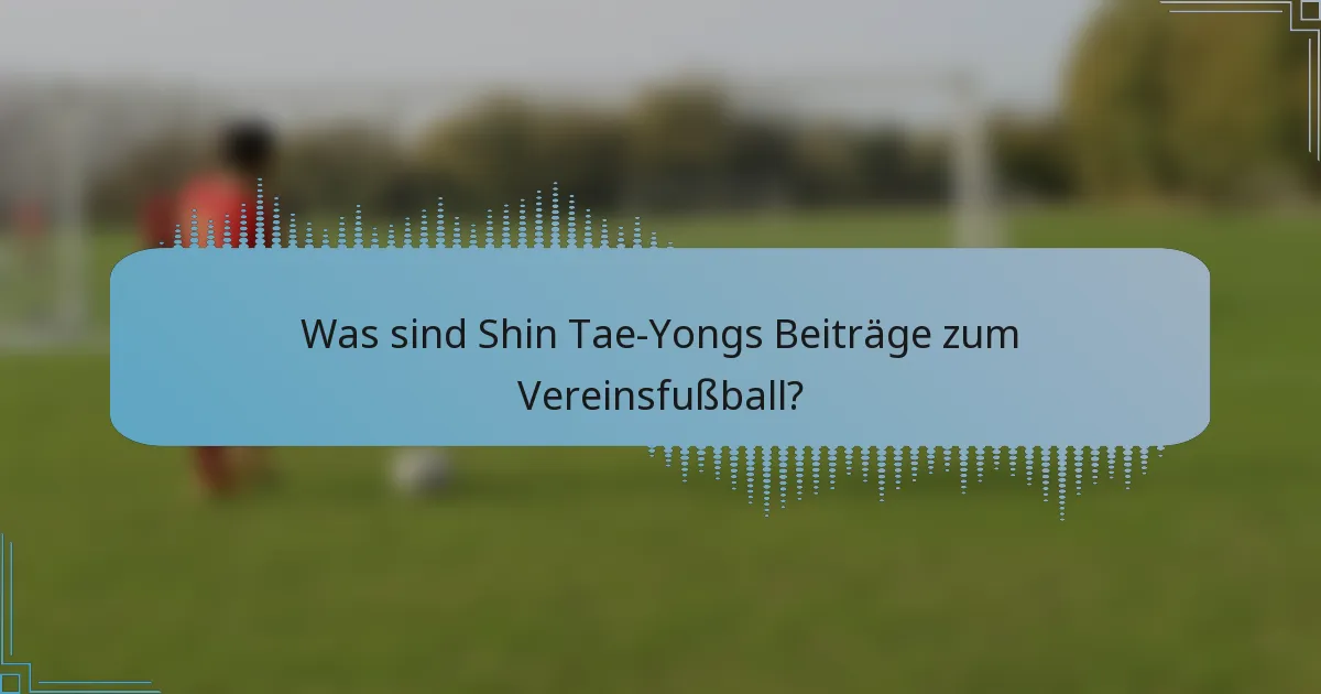 Was sind Shin Tae-Yongs Beiträge zum Vereinsfußball?