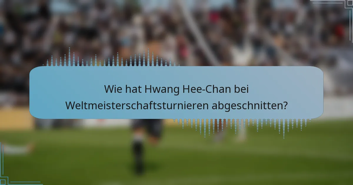 Wie hat Hwang Hee-Chan bei Weltmeisterschaftsturnieren abgeschnitten?